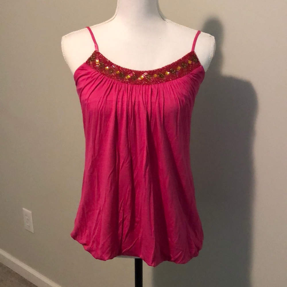 Pink tank with beading